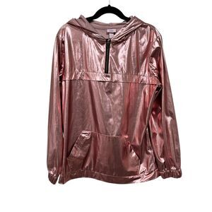 More Than Magic Jacket Girls L Pink Metallic Hoodie Pullover Windbreaker Pocket